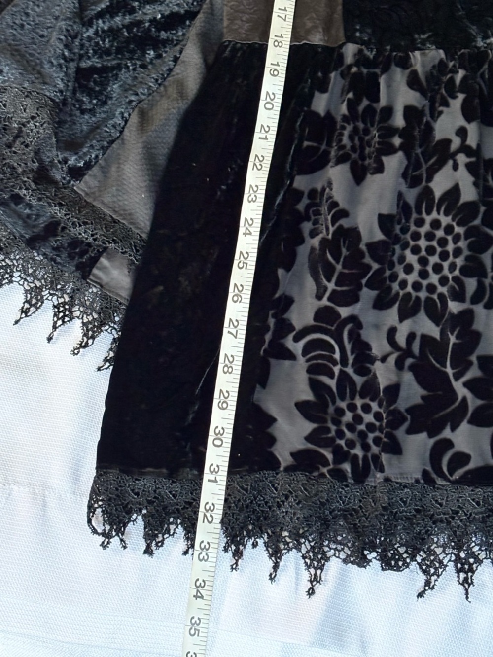 Double D Ranch Skirt X-Large Velvet Patchwork Lace Circle Boho Whimsigoth - Picture 8 of 8